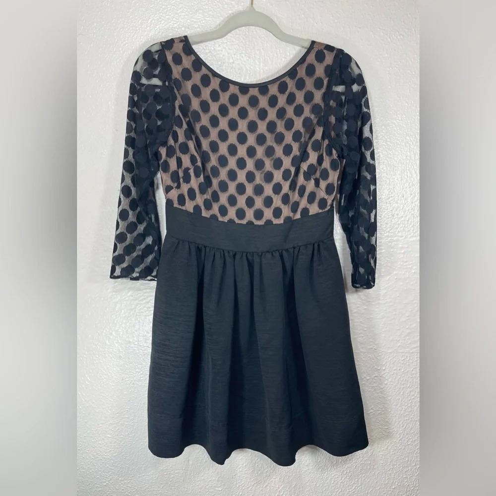 Eliza J Polka Dot Mesh Bodice Fit & Flare Dress Party Cocktail Women’s 6P